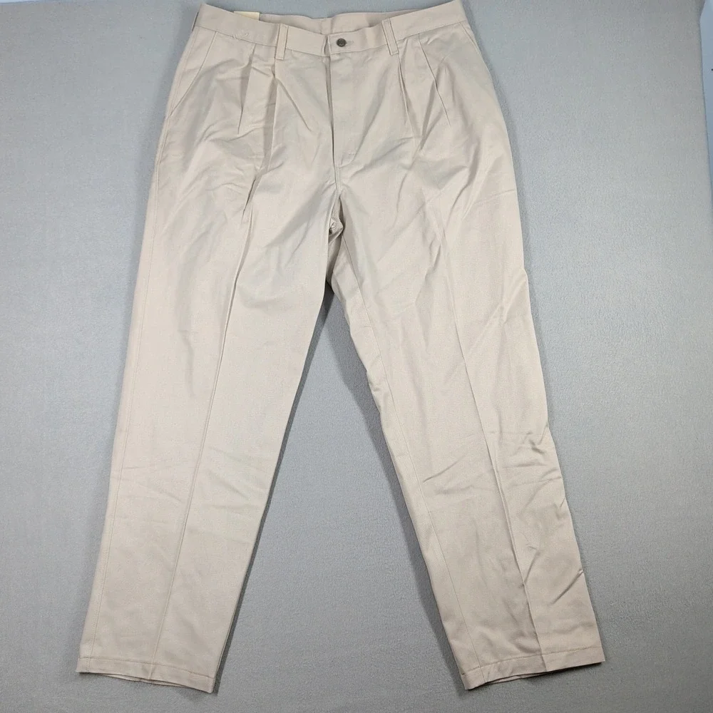 Lee Pants Mens Khaki Double Pleat‎ Relaxed Fit Tapered Chino VIS U371-019